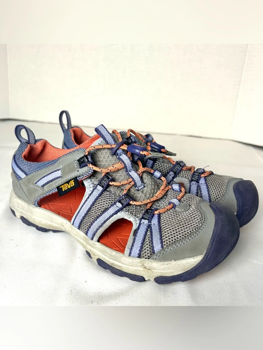 Teva Kids Manatee Closed Toe Water Sandals Size 1 Purple Coral Gray Sport Shoes
